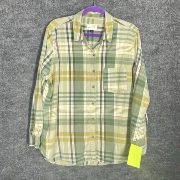 Upcycled Flannel Shirt Shacket Womens Large Boho Vintage Inspired Cottage Retro - Picture 3 of 4